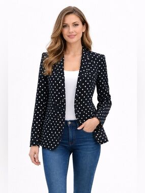 XXI Polka Dot Open Front Notch Lapel Blazer - Size S